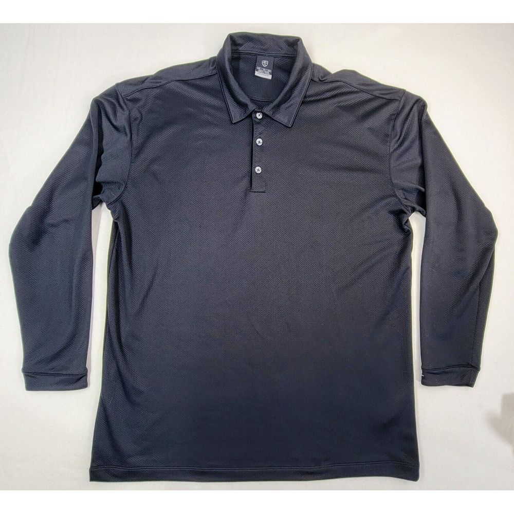 Nike Golf Long Sleeve Polo Shirt Mens XL Black Textured Heavier Thread Count